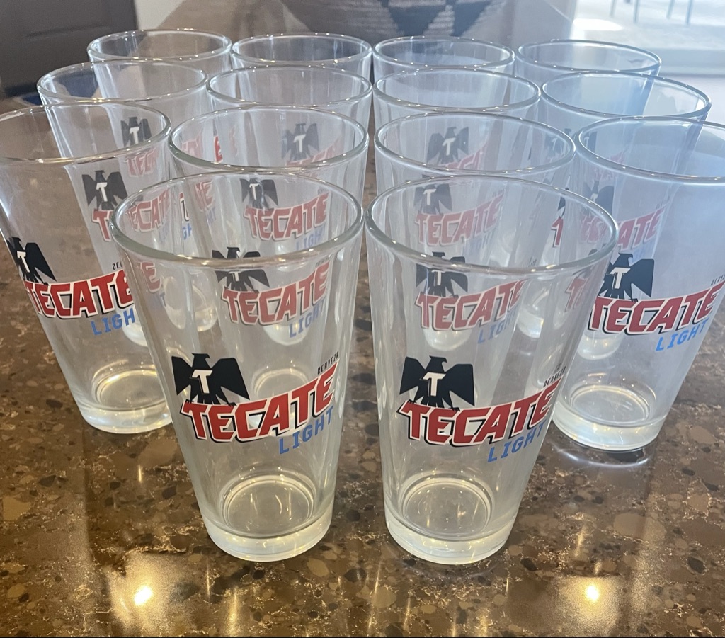 Free Tecate Light drinking glasses