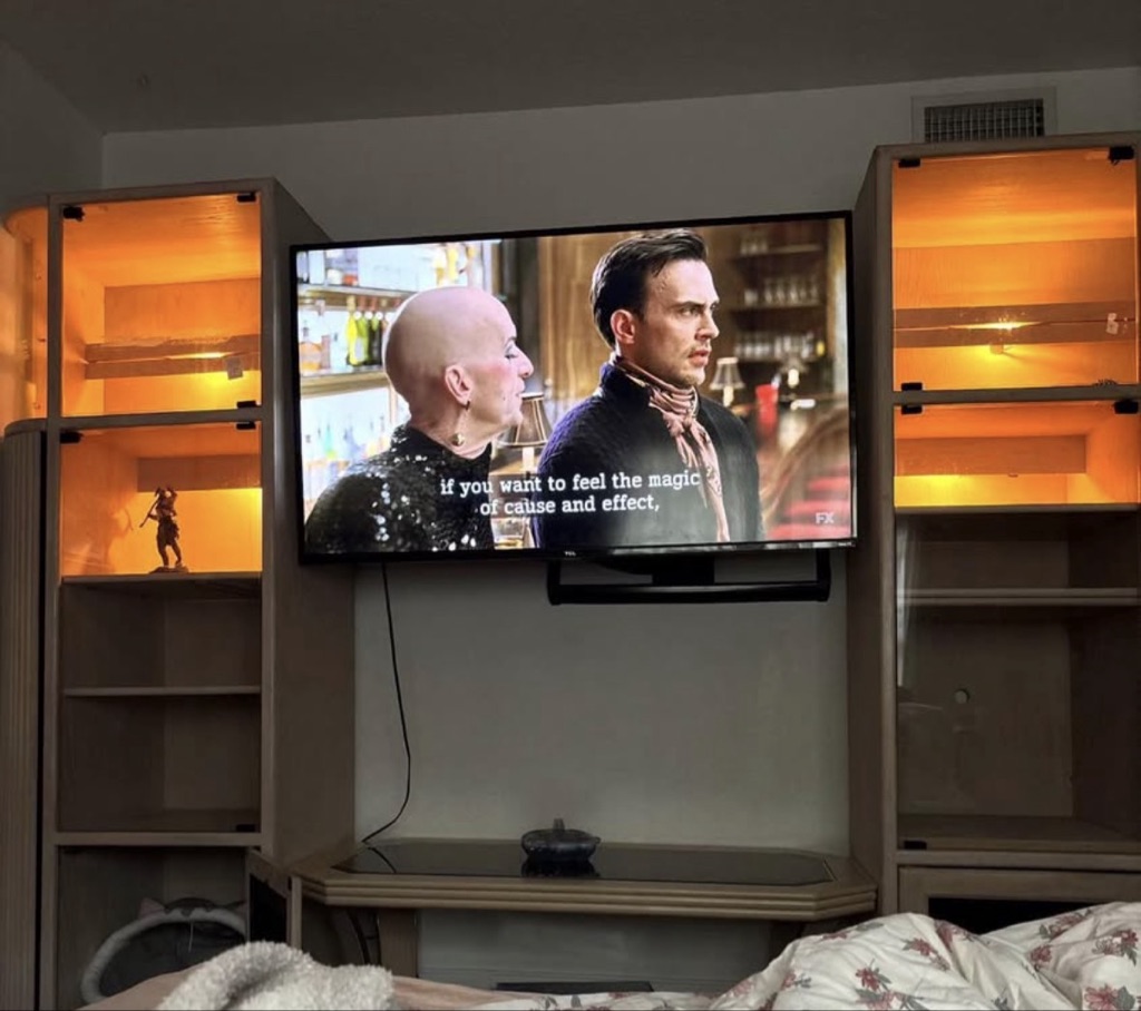 Free NEED GONE BY 9/1 Light Wood Entertainment Center with Integrated Lighting