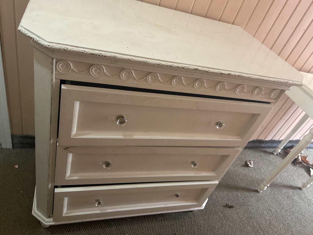 Free white nightstand and dresser (broken)