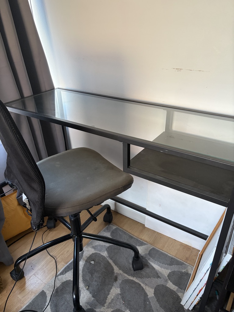 Free glass top desk