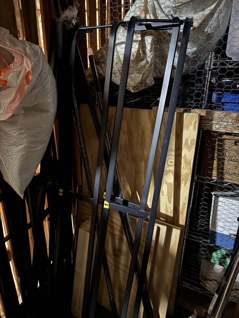 Free Zinus metal spring box; the base is metal and the cover has been washed but still shows signs of use.