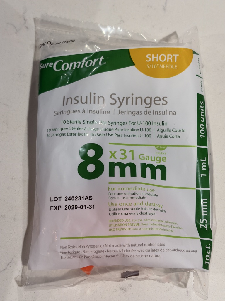 Free Never opened insulin syringes
