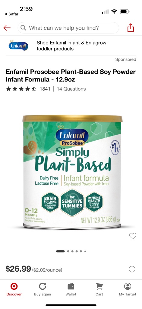 Free Enfamil plant based formula