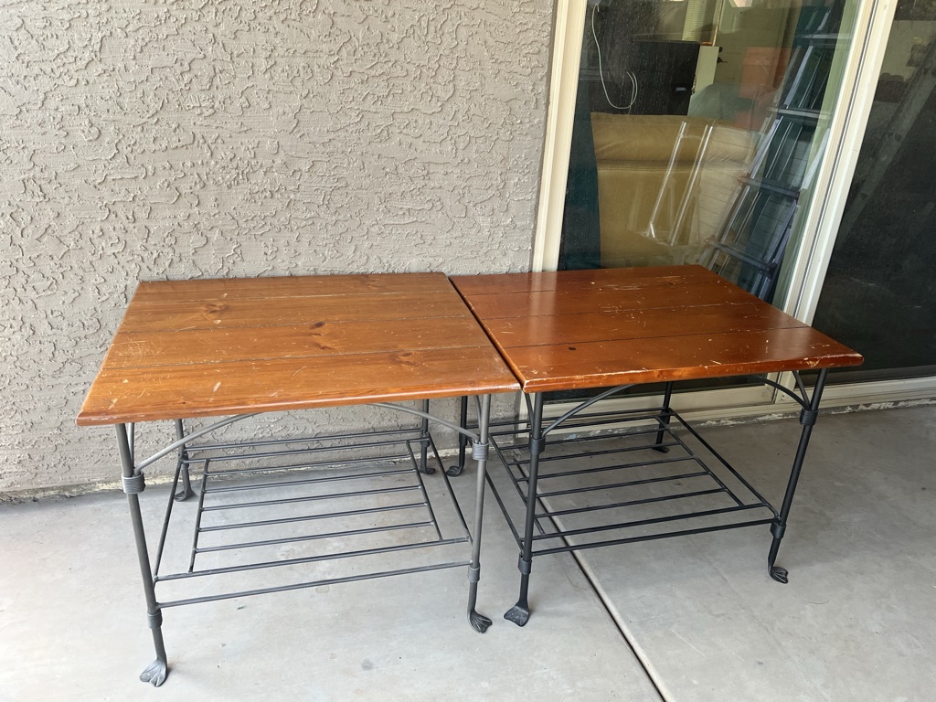 Free Wood and metal coffee and end tables