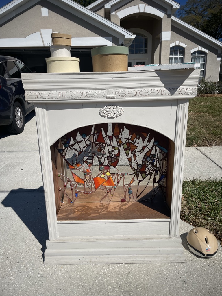 Free Curb alert!! Beautiful handmade mosaic fireplace facade