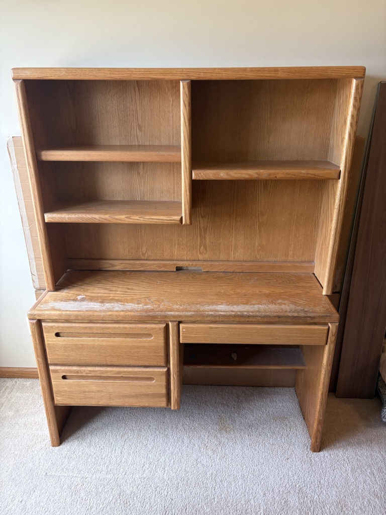 Free Oak Desk & Hutch