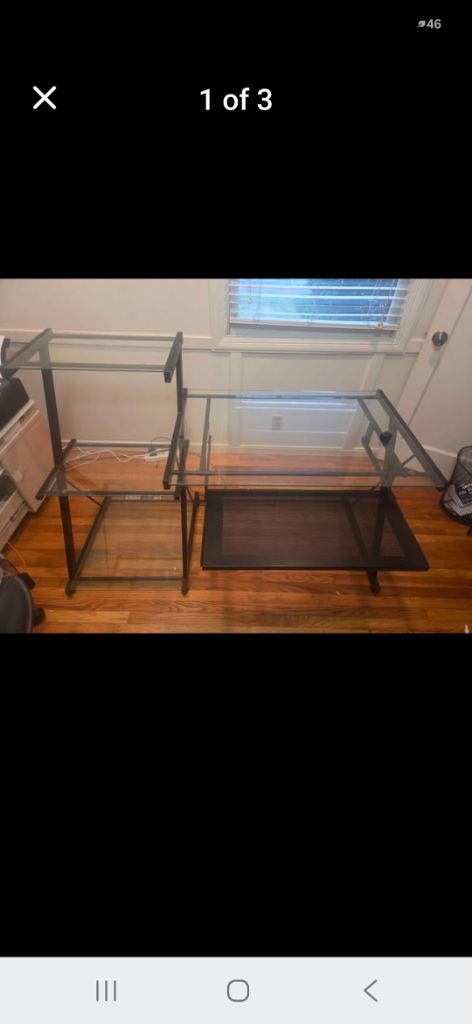 Free glass shelf desk
