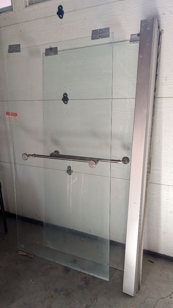 Free 2-Piece Glass Shower Doors with Hardware (29'' \times 55.5'')