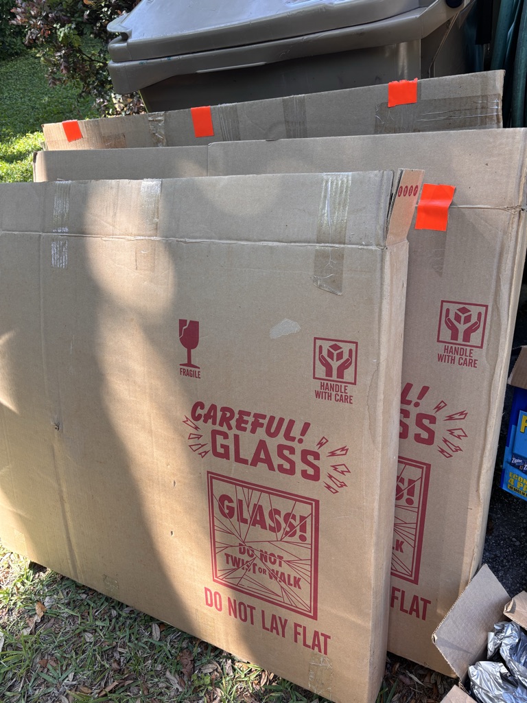 Free 3 Large Glass Moving Boxes