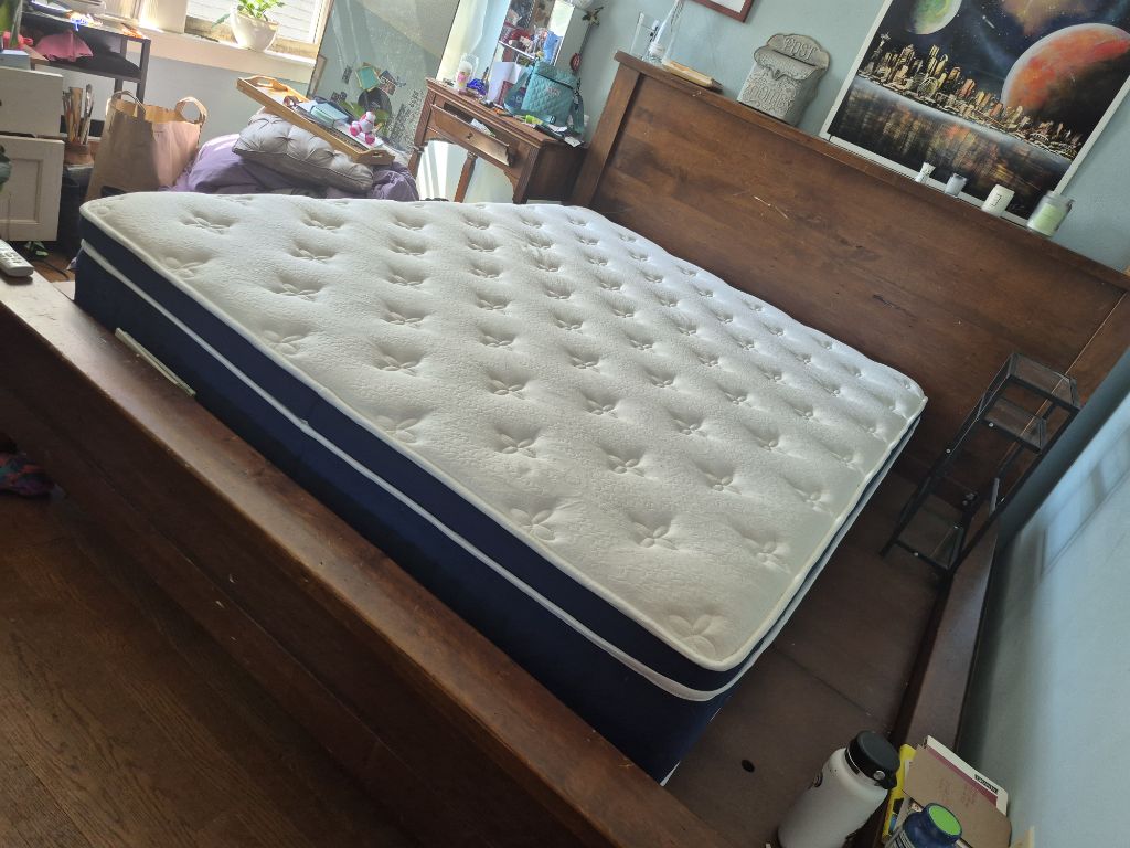 Free Solid dark wood california king bed frame