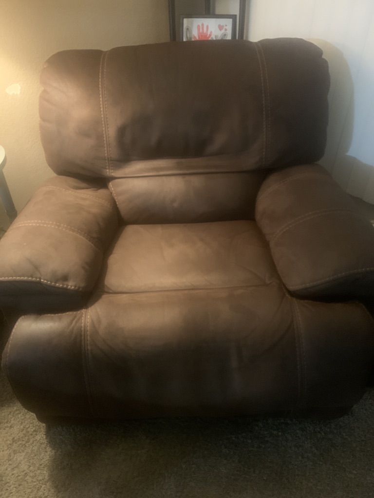 Free Brown Leather oversized powered recliner