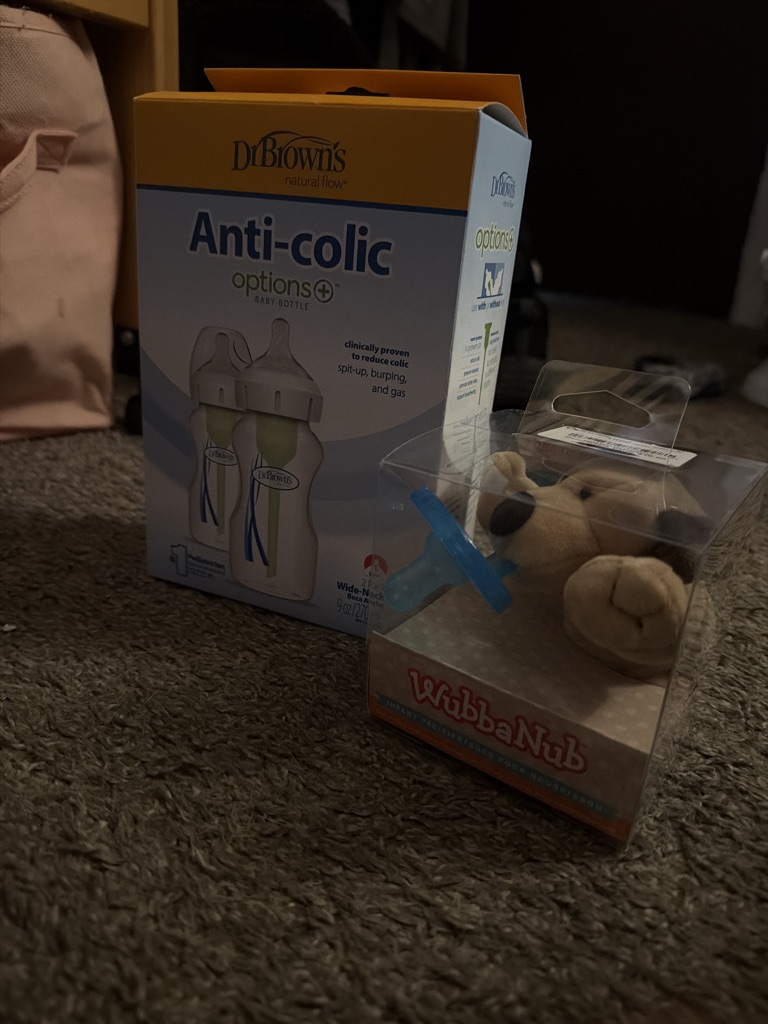 Free baby bottles and wubbanub dog pacifier