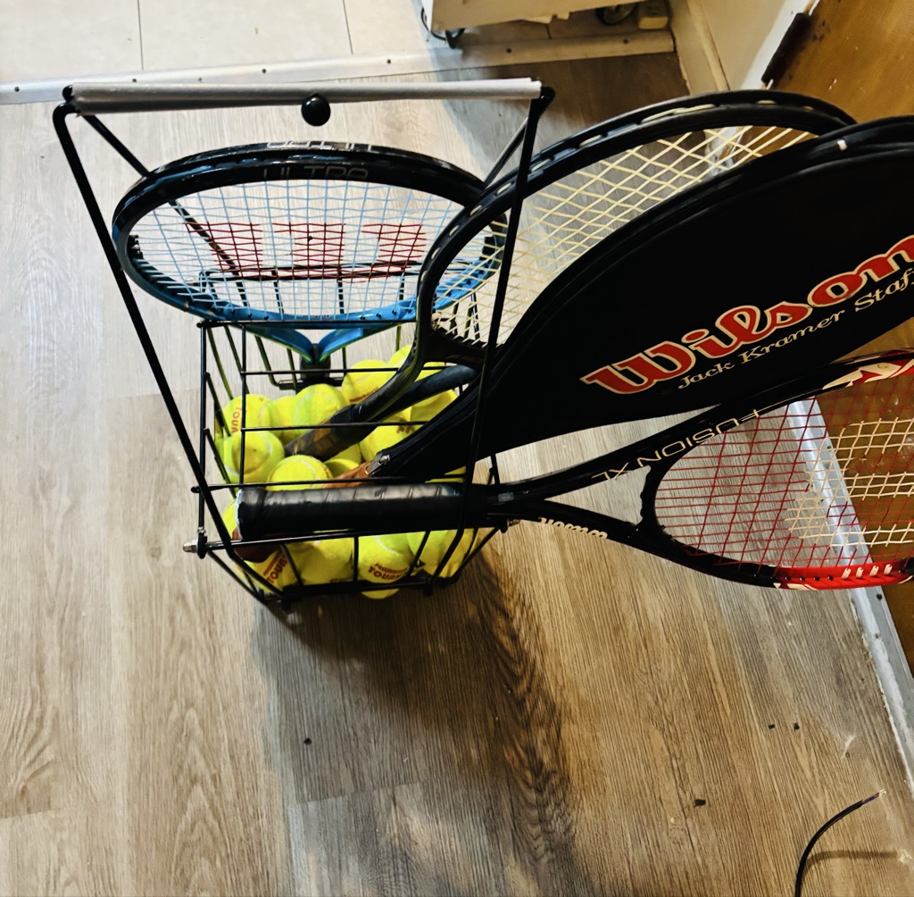 Free Basket with tennis balls  and rackets
