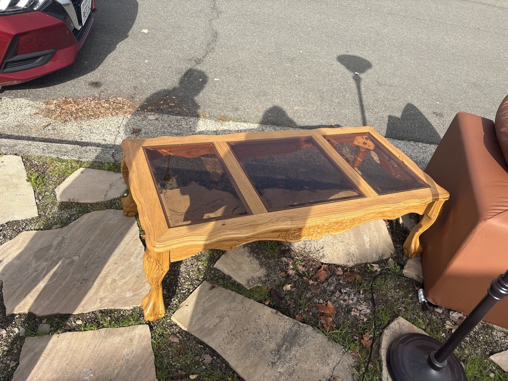 Free sofa chair and sold wood coffee table