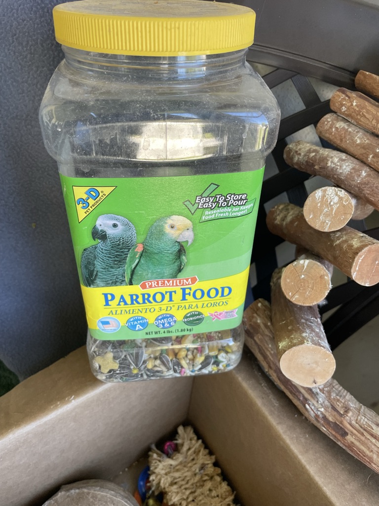 Free parrot food swing and some