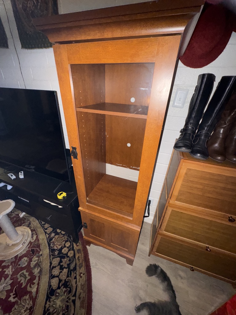 Free WOODEN GLASS PANEL CURIO CABINET