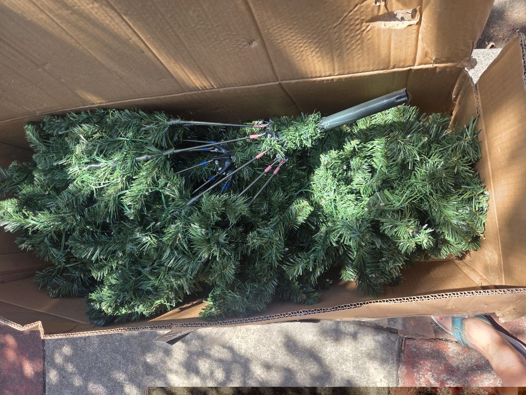 Free New 6.5 ft pre-lit Xmas tree