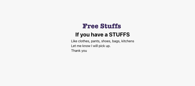 Free stuffs accepted
