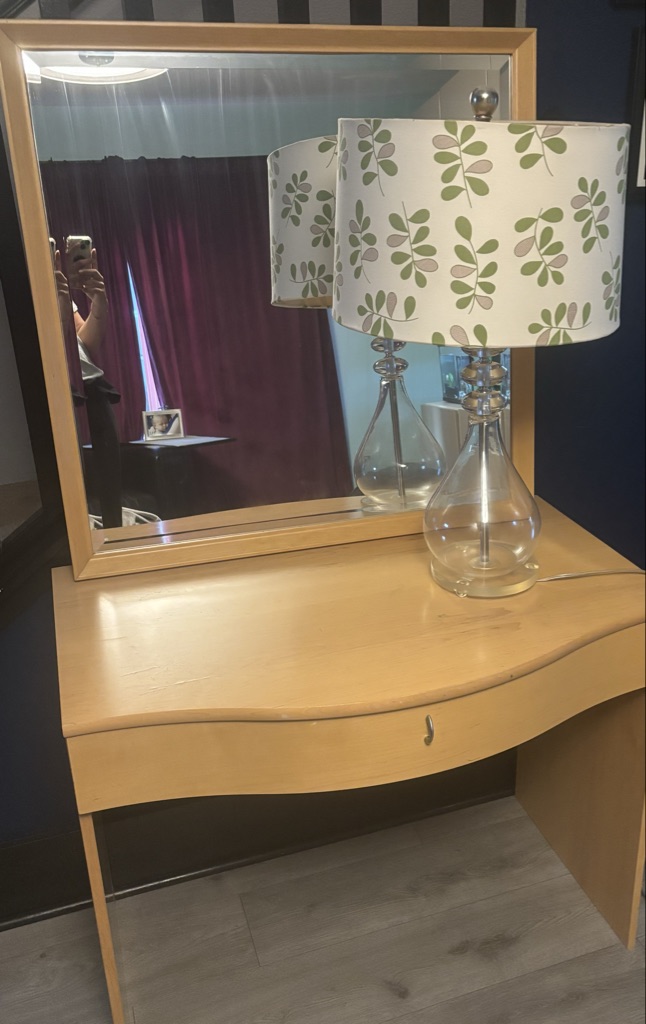 Free Used Makeup Table, Large Mirror, and Lamp
