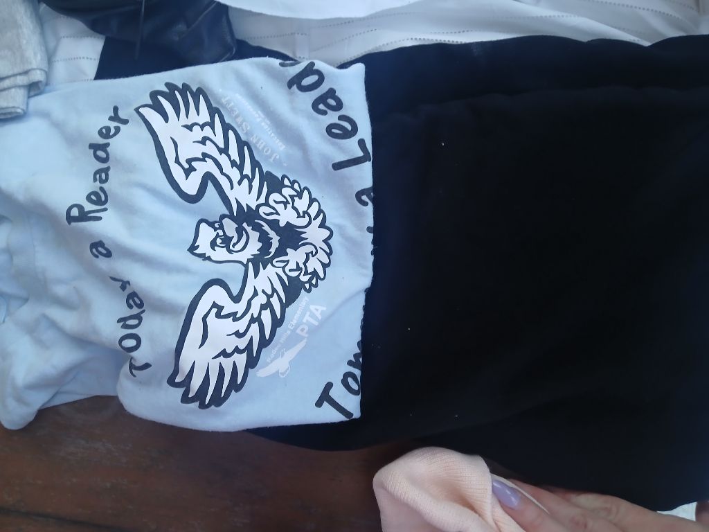 Free Blue shirt & black elastic pants & misc. Few items