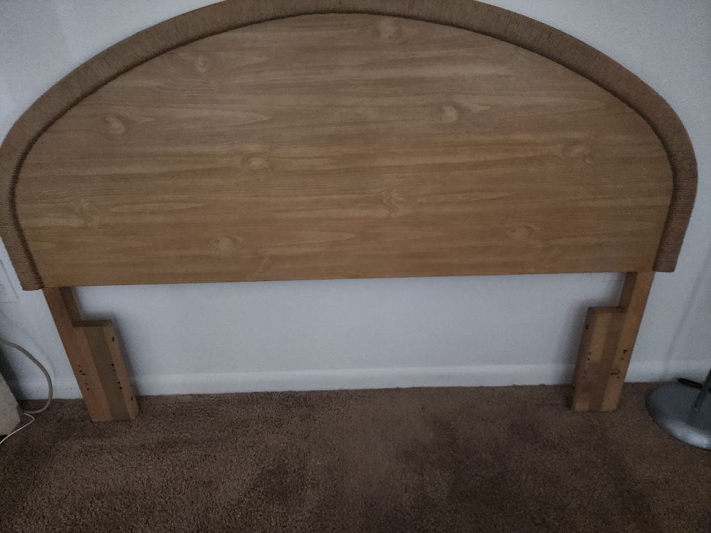 Free Natural wood queen size headboard and 1 matching end table