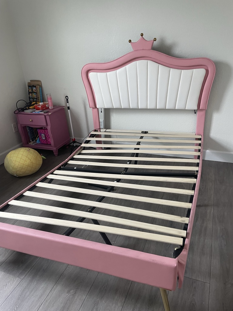 Free “full size”  pink/white crown headboard