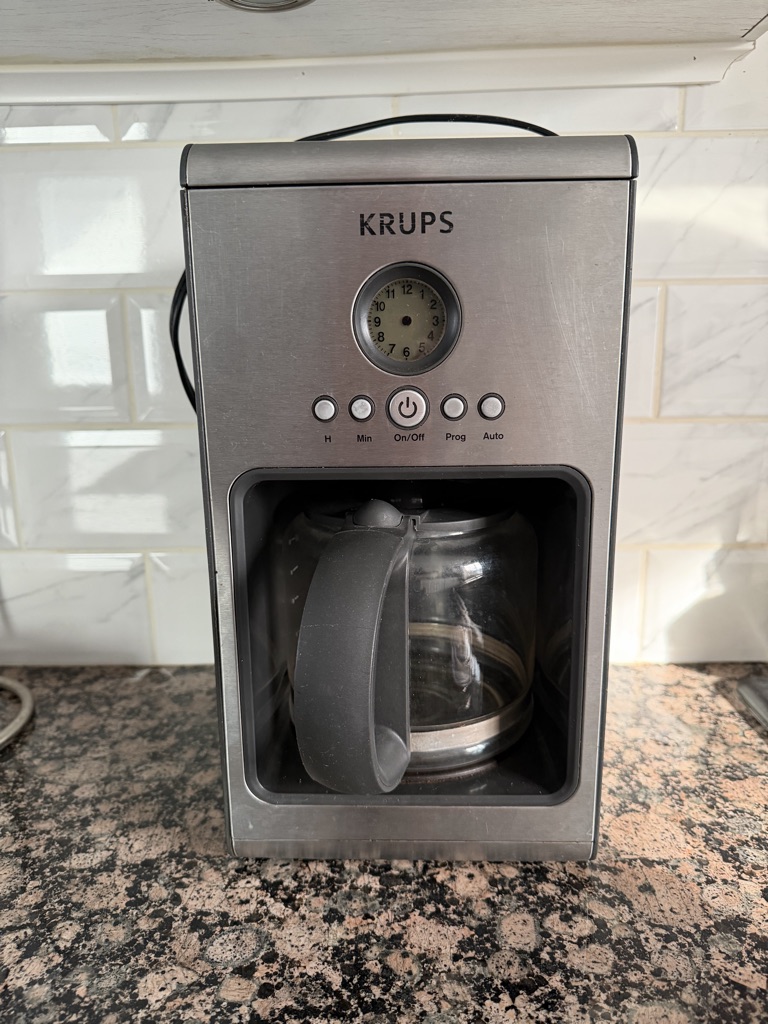 Free Free Free - KRUPS KM1000 Prelude Coffee Maker with LCD Analog-Style Clock, Silver, 10-Cup