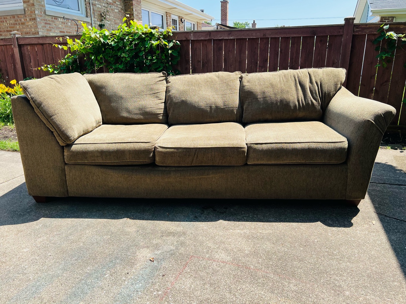 Beautiful MCM Bauhaus Green / Brown 3 Seat Sofa Couch