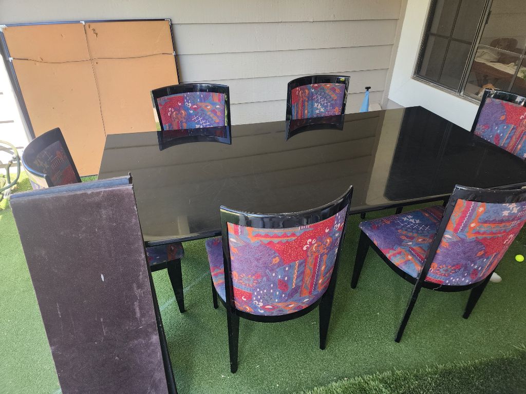 Free Black Lacquer Dining Room Table and 6 Chairs