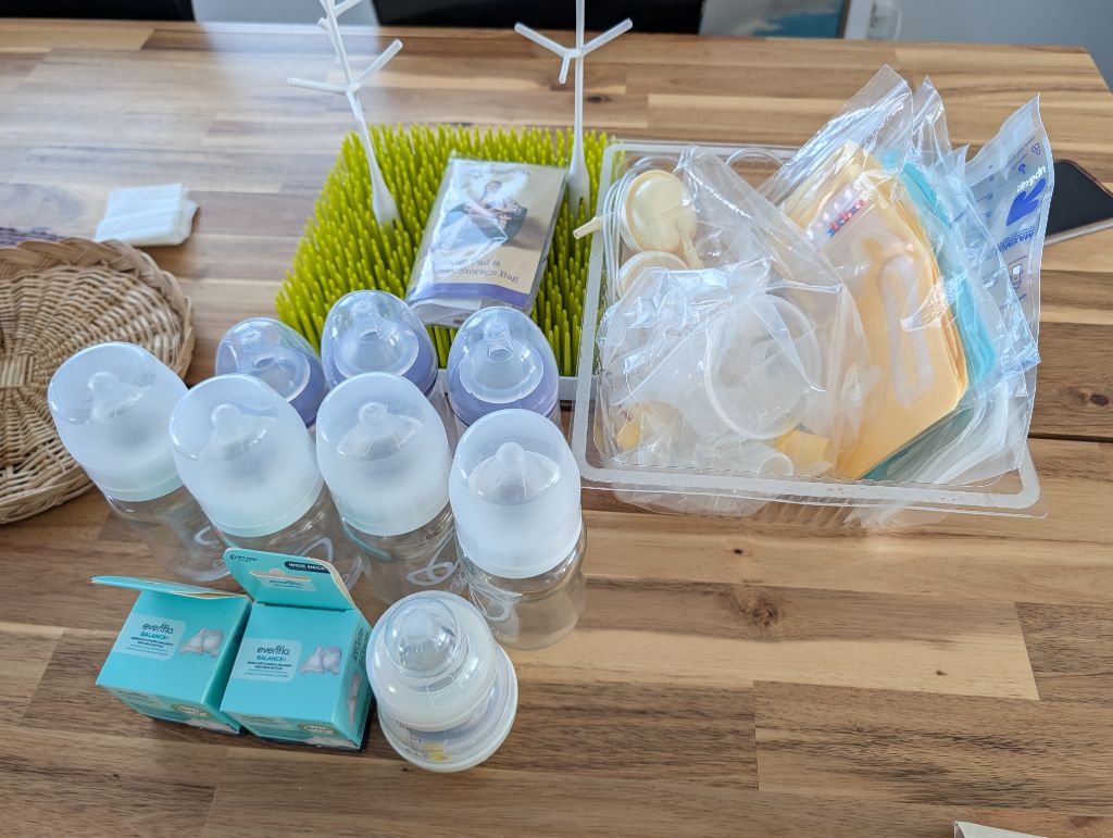 Free Baby bottles and milk bags, Boon drying rack