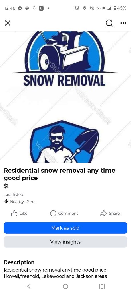 Free Snow residential removal