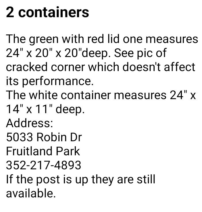 Free 2 Containers ~ FREE