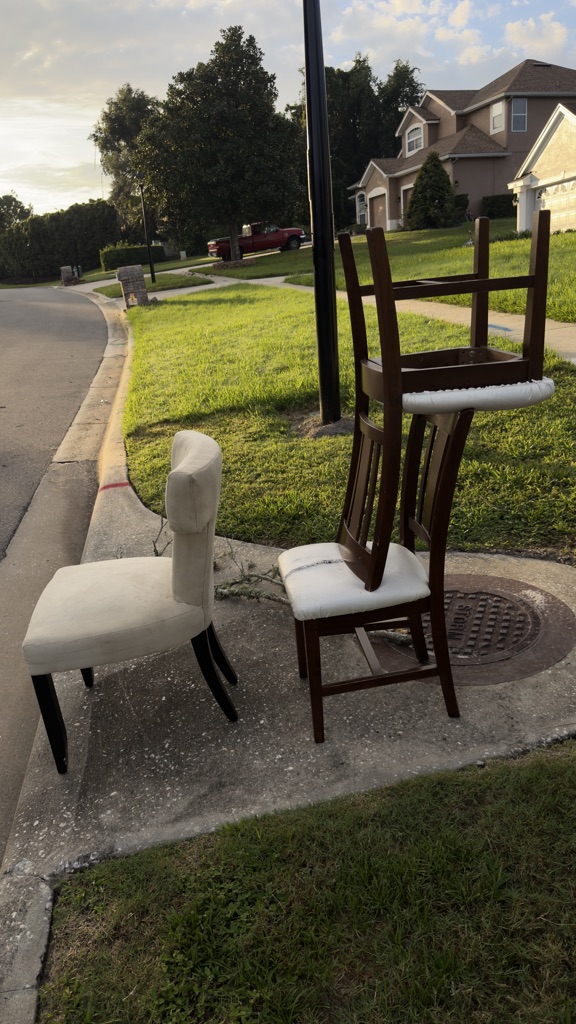 Free 2 matching chairs 1 single chair