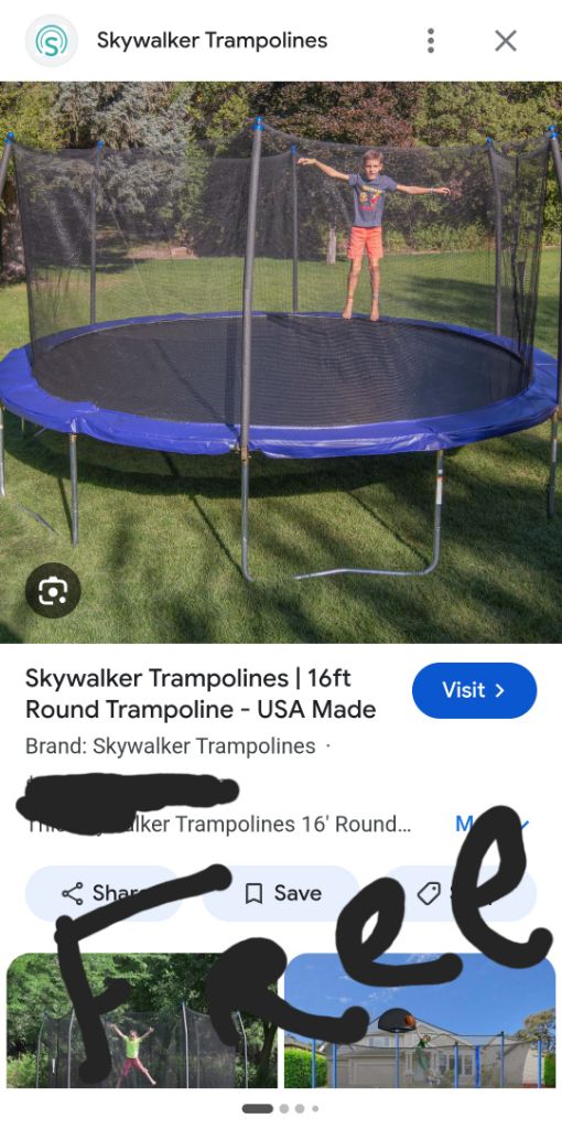 Free Trampoline FREE 16 FOOT ROUND