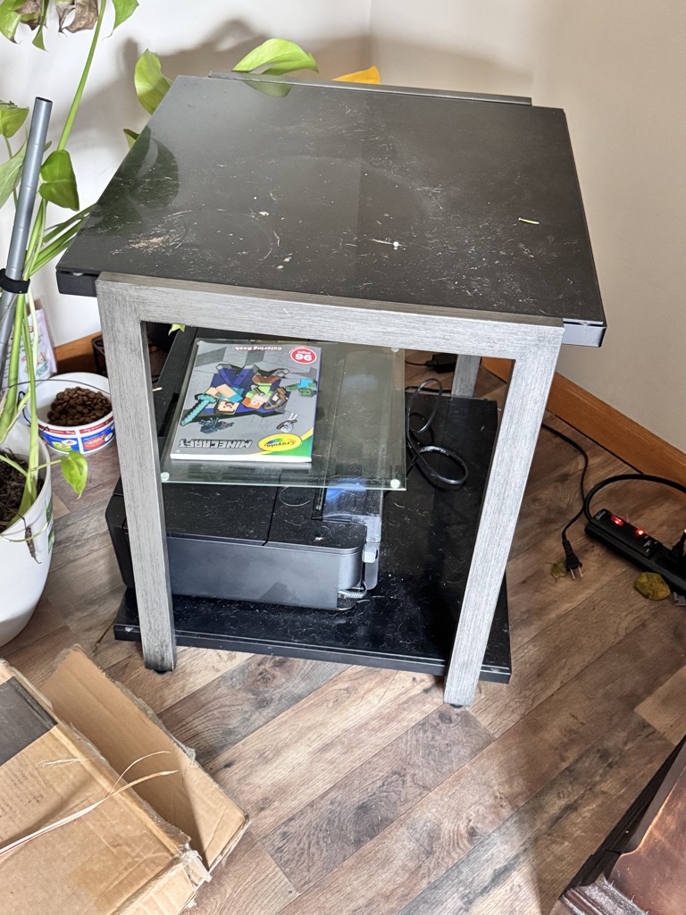 Free 2 black glass tables + center table