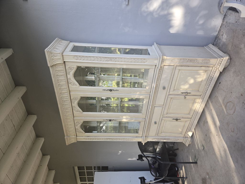 FREE Large Wooden China Cabinet / Hutch (Separates into 2 pieces)