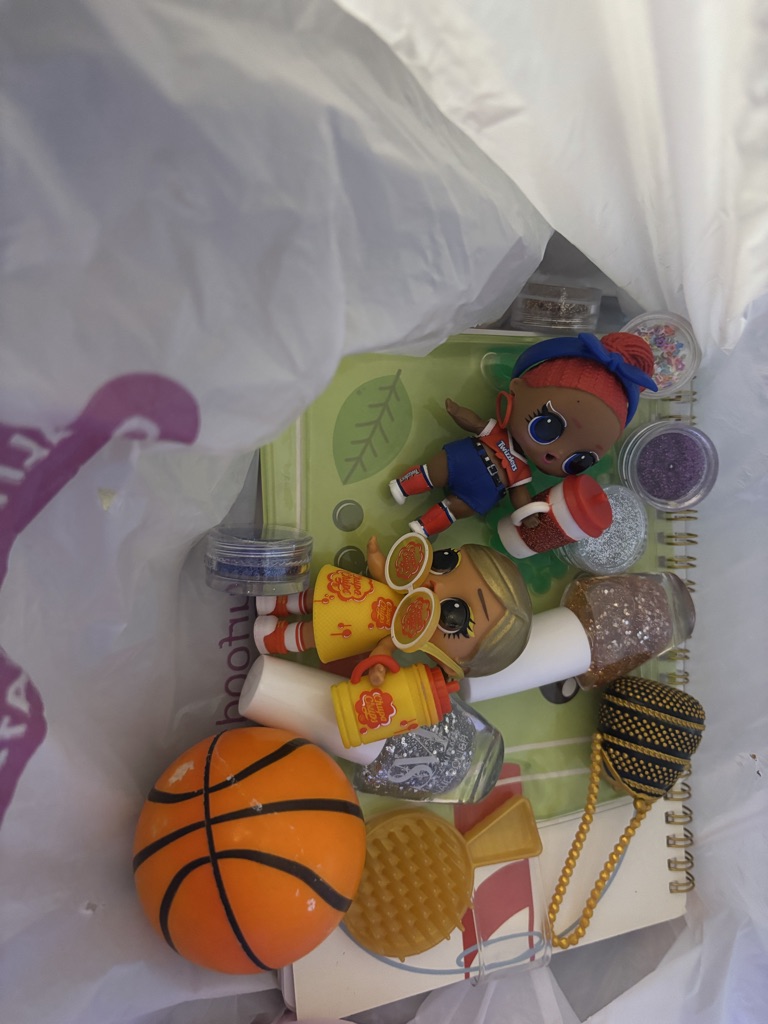 Free Small kids toys , notebooks, (2) bead making bracelet sets