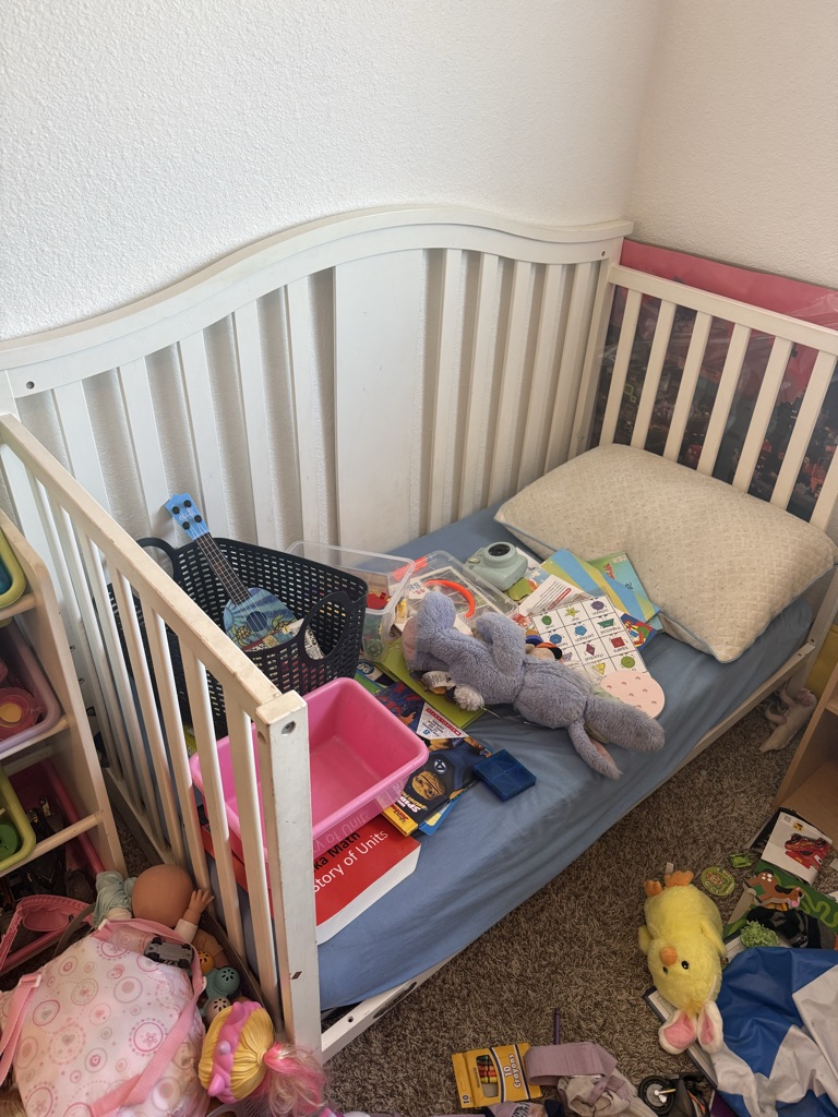 Free Tot wooden crib bed must go