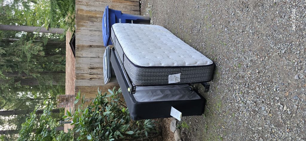 Free twin seally mattress plus box spring plus metal frame and will deliver within 5 miles