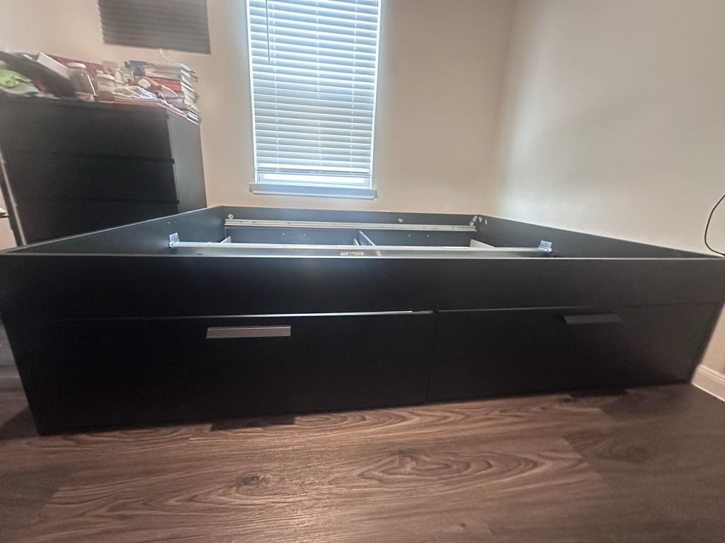 Free Queen size ikea platform bed with 4 large storage drawers