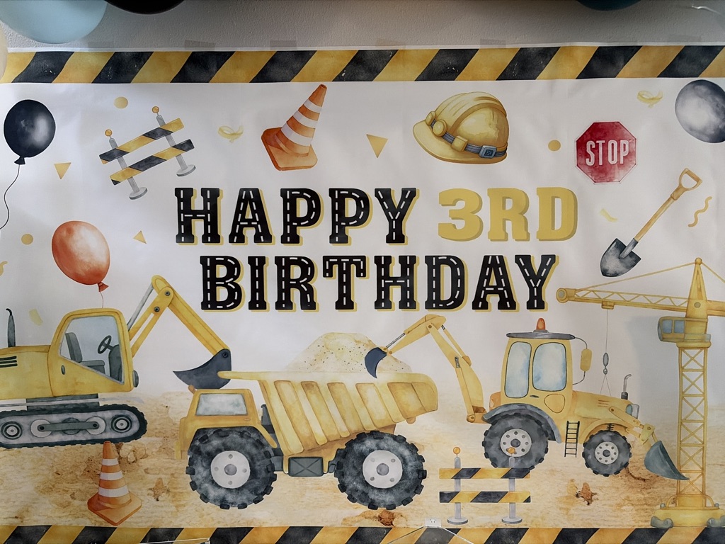 Free 3rd birthday construction backdrop