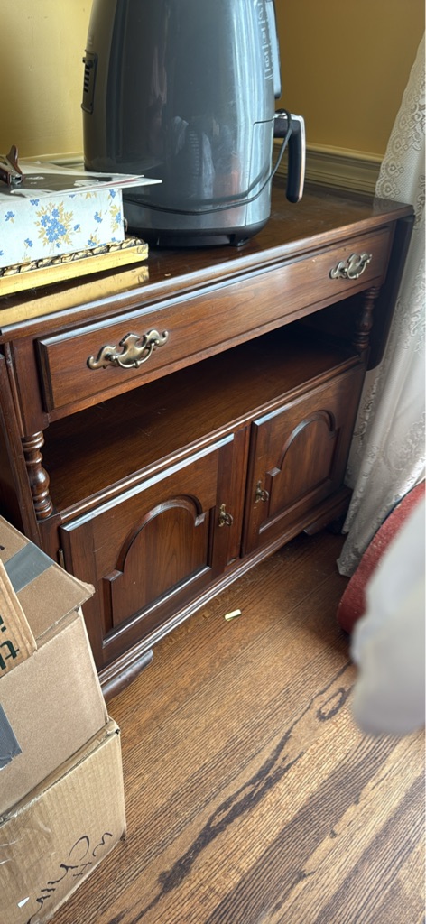 Free Antique solid wood side table on wheels