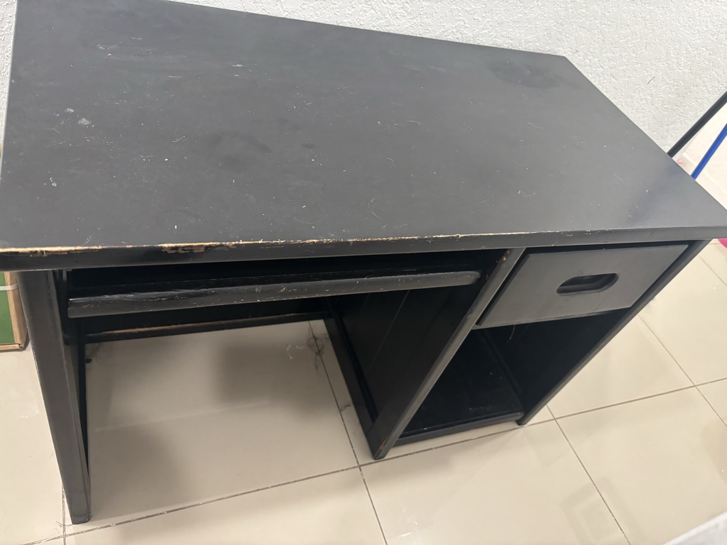 Free Brown medium size Desk and queen woodbed frame