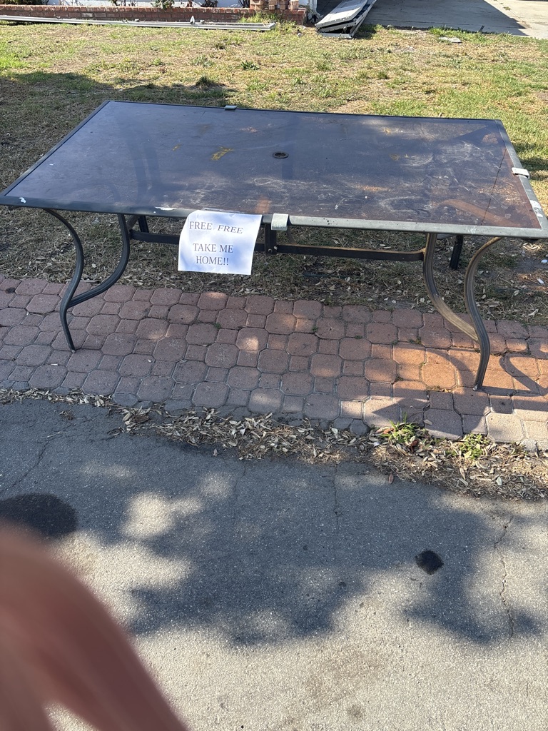 Free Curb alert!  Outdoor dining table, glass top
