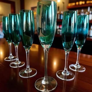 Free 6 Turquoise Champagne Glasses