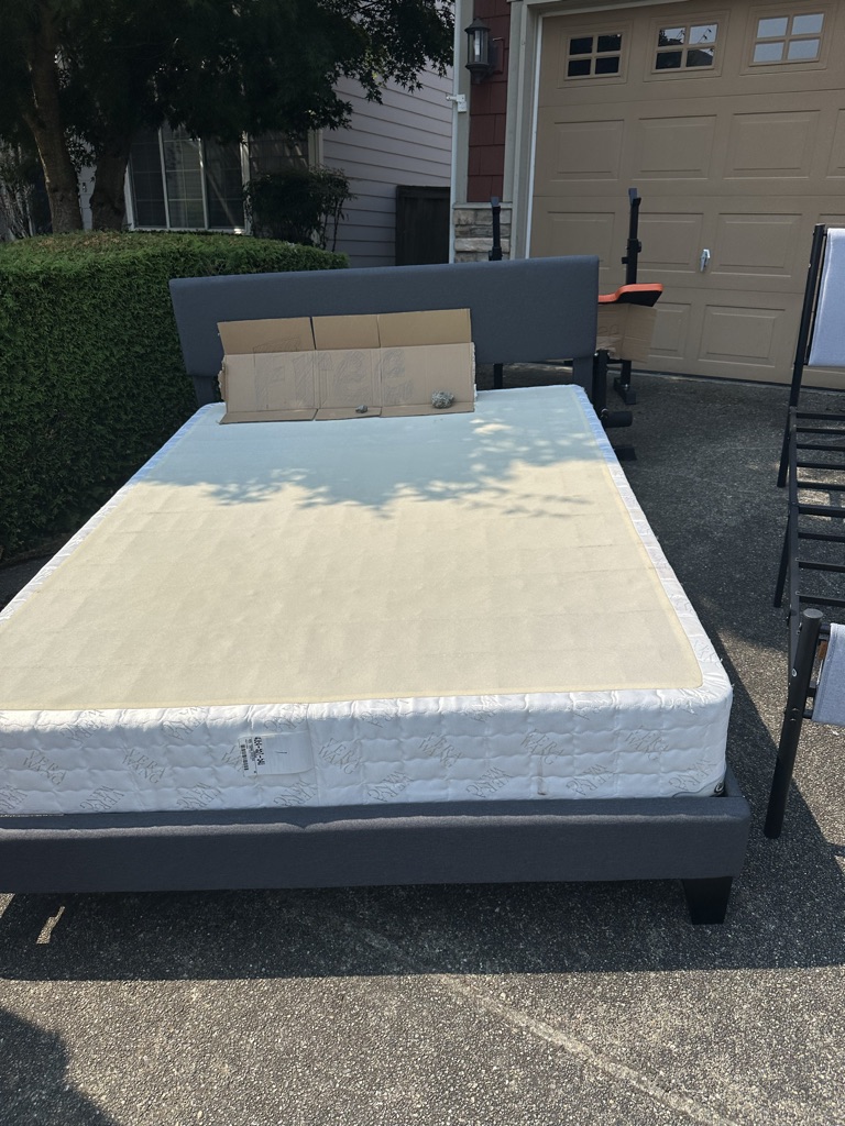 Free Queen bed frame with box spring