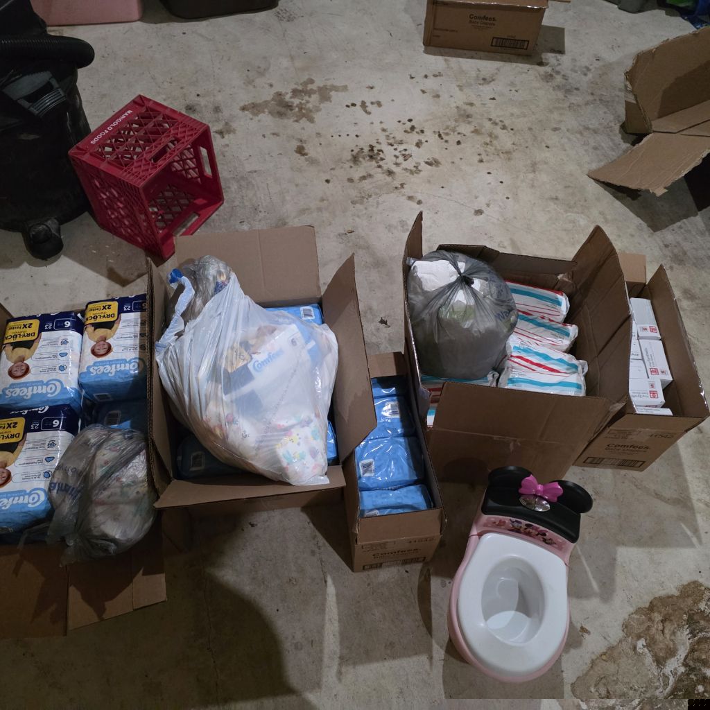 Free Diaper size 5-6 plus small gloves, not asking for much shoot me an offer plus a Minnie mouse potty