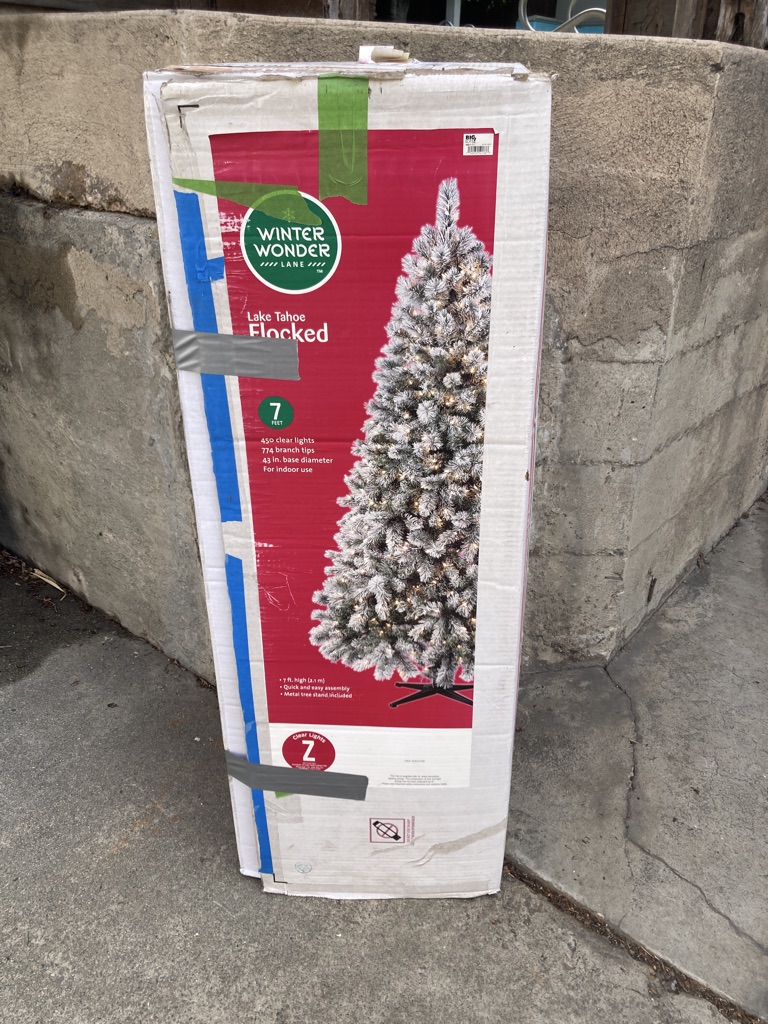 Free flocked Christmas tree excellent condition